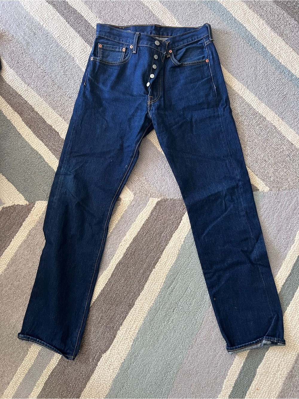 Men's Dark Blue Levi 501 Jeans